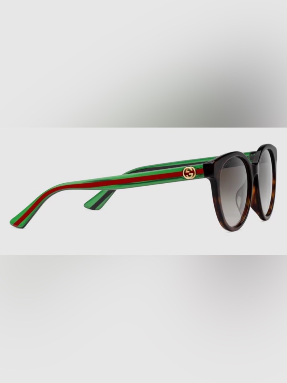 NEW [Gucci] Authenticated Luxury Round Sunglasses in Tortoiseshell/Green Acetate - Picture 4 of 15